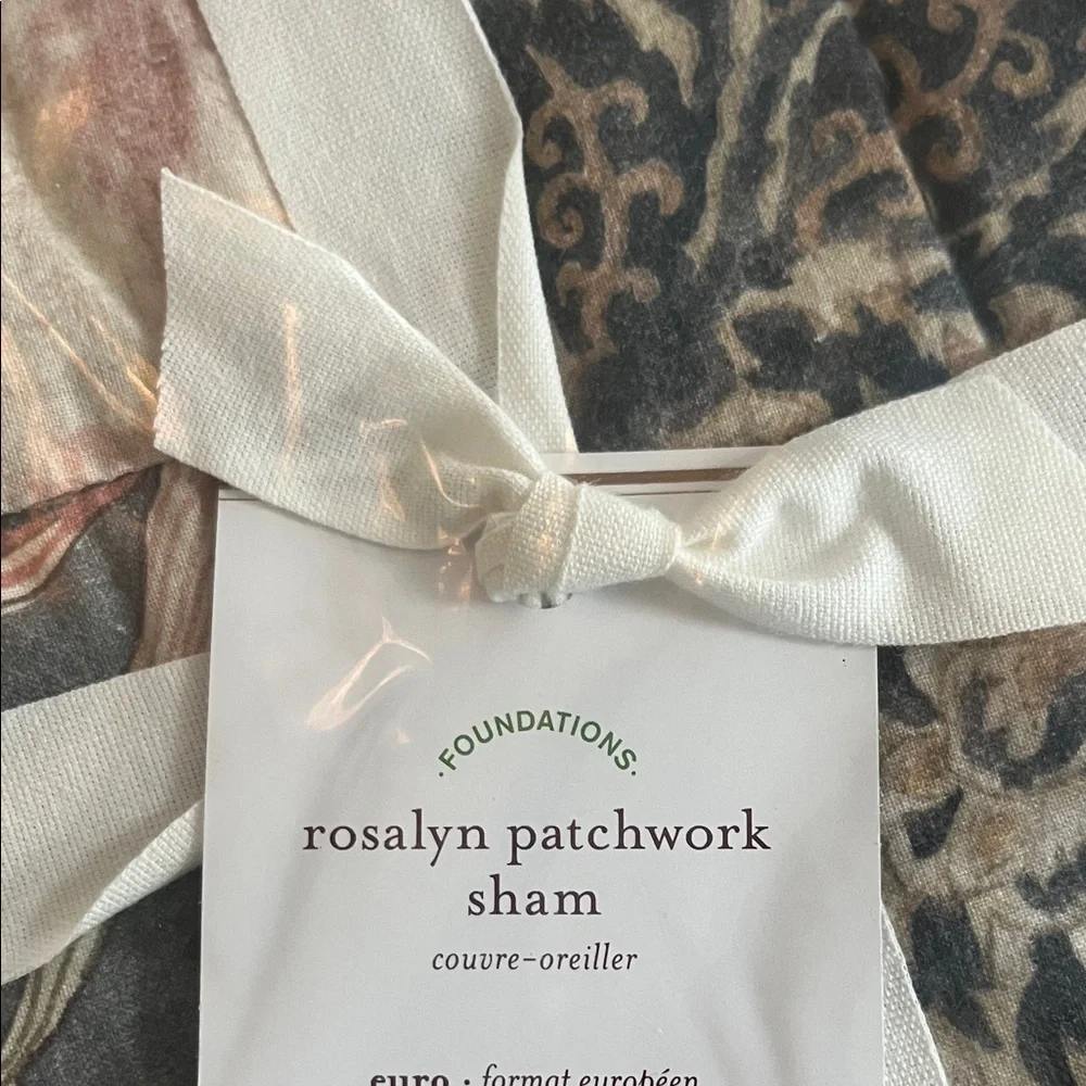 Pottery barn Rosalyn Patchwork sham Euro size 26 x 26 set of 2 NWT
